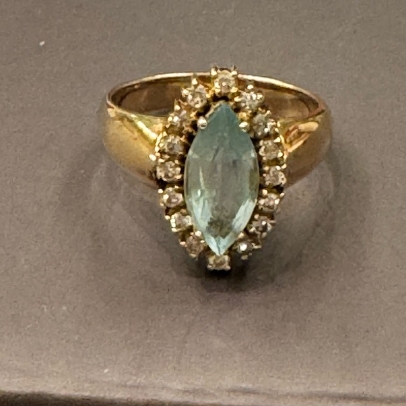 14k Gold Aquamarine Ring. From jeweler in Pattaya. Sz 5 1/4. No stamp. - Picture 5 of 8